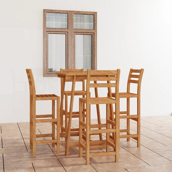 NNEVL 5 Piece Outdoor Bar Set Solid Acacia Wood