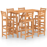 NNEVL 7 Piece Outdoor Bar Set Solid Acacia Wood