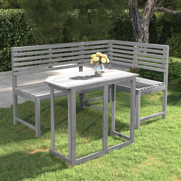 NNEVL 2 Piece Bistro Set Solid Acacia Wood Grey