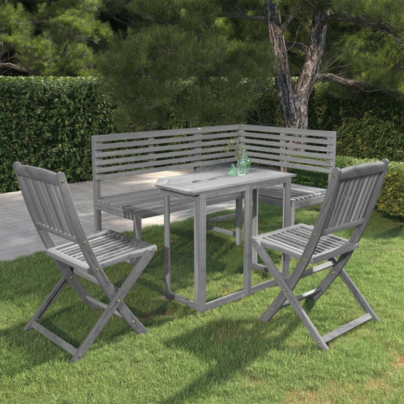 NNEVL 4 Piece Bistro Set Solid Acacia Wood Grey