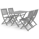 NNEVL 5 Piece Garden Dining Set Solid Acacia Wood Grey