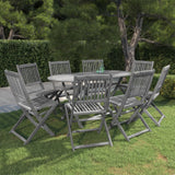NNEVL 9 Piece Garden Dining Set Solid Acacia Wood Grey