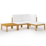 NNEVL 4 Piece Garden Lounge Set with Cushions Cream Solid Acacia Wood
