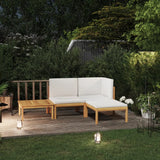 NNEVL 4 Piece Garden Lounge Set with Cushions Cream Solid Acacia Wood