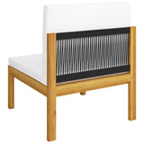 NNEVL 5 Piece Garden Lounge Set with Cushions Cream Solid Acacia Wood