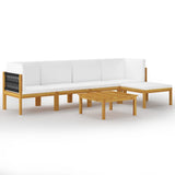 NNEVL 6 Piece Garden Lounge Set with Cushions Cream Solid Acacia Wood
