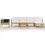 NNEVL 7 Piece Garden Lounge Set with Cushions Cream Solid Acacia Wood