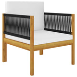 NNEVL 5 Piece Garden Lounge Set with Cushions Cream Solid Acacia Wood
