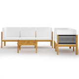 NNEVL 6 Piece Garden Lounge Set with Cushions Cream Solid Acacia Wood