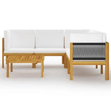 NNEVL 6 Piece Garden Lounge Set with Cushions Cream Solid Acacia Wood