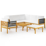 NNEVL 8 Piece Garden Lounge Set with Cushions Cream Solid Acacia Wood