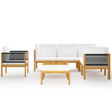 NNEVL 8 Piece Garden Lounge Set with Cushions Cream Solid Acacia Wood