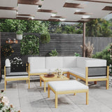 NNEVL 8 Piece Garden Lounge Set with Cushions Cream Solid Acacia Wood