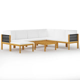NNEVL 8 Piece Garden Lounge Set with Cushions Cream Solid Acacia Wood