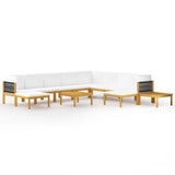 NNEVL 12 Piece Garden Lounge Set with Cushions Cream Solid Acacia Wood