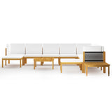 NNEVL 12 Piece Garden Lounge Set with Cushions Cream Solid Acacia Wood