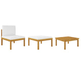NNEVL 12 Piece Garden Lounge Set with Cushions Cream Solid Acacia Wood