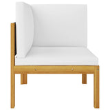 NNEVL 7 Piece Garden Lounge Set with Cushions Cream Solid Acacia Wood