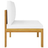 NNEVL 6 Piece Garden Lounge Set with Cushions Cream Solid Acacia Wood