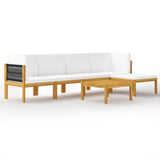 NNEVL 6 Piece Garden Lounge Set with Cushions Cream Solid Acacia Wood