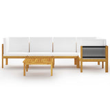 NNEVL 6 Piece Garden Lounge Set with Cushions Cream Solid Acacia Wood
