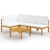 NNEVL 5 Piece Garden Lounge Set with Cushions Cream Solid Acacia Wood