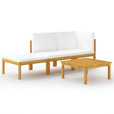 NNEVL 4 Piece Garden Lounge Set with Cushions Cream Solid Acacia Wood