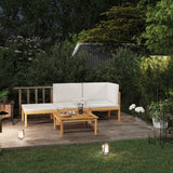 NNEVL 4 Piece Garden Lounge Set with Cushions Cream Solid Acacia Wood