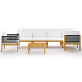 NNEVL 7 Piece Garden Lounge Set with Cushions Cream Solid Acacia Wood