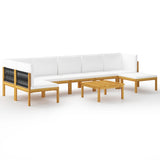 NNEVL 8 Piece Garden Lounge Set with Cushions Cream Solid Acacia Wood