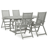 NNEVL 5 Piece Garden Dining Set Solid Wood Acacia Grey