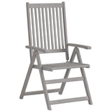 NNEVL 5 Piece Garden Dining Set Solid Wood Acacia Grey