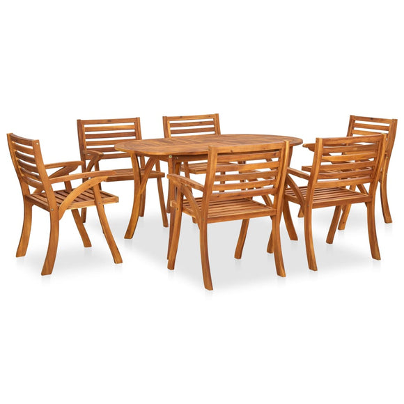 NNEVL 7 Piece Garden Dining Set Solid Acacia Wood