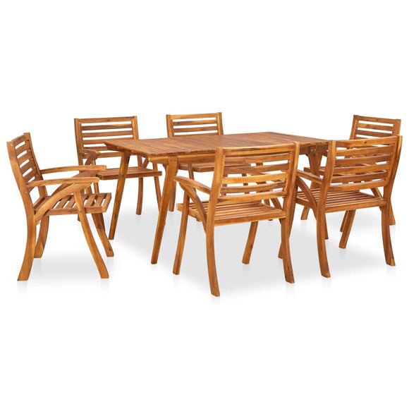 NNEVL 7 Piece Garden Dining Set Solid Acacia Wood