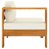 NNEVL 4-Seater Garden Sofa with Cream White Cushions Solid Acacia Wood