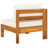 NNEVL 4-Seater Garden Sofa with Cream White Cushions Solid Acacia Wood