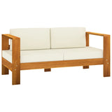 NNEVL 4 Piece Garden Lounge Set with Cream White Cushions Acacia Wood