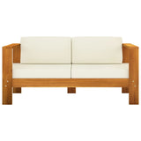 NNEVL 4 Piece Garden Lounge Set with Cream White Cushions Acacia Wood