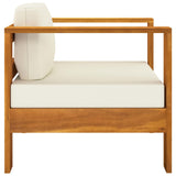 NNEVL 4 Piece Garden Lounge Set with Cream White Cushions Acacia Wood