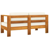 NNEVL 4 Piece Garden Lounge Set with Cream White Cushions Acacia Wood