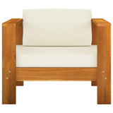 NNEVL 4 Piece Garden Lounge Set with Cream White Cushions Acacia Wood