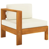 NNEVL 10 Piece Garden Lounge Set with Cream White Cushions Acacia Wood