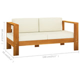 NNEVL 10 Piece Garden Lounge Set with Cream White Cushions Acacia Wood