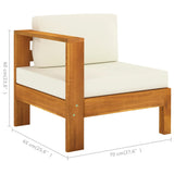 NNEVL 10 Piece Garden Lounge Set with Cream White Cushions Acacia Wood