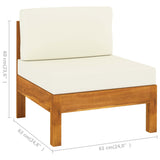 NNEVL 10 Piece Garden Lounge Set with Cream White Cushions Acacia Wood