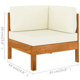 NNEVL 10 Piece Garden Lounge Set with Cream White Cushions Acacia Wood