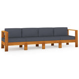 NNEVL 4-Seater Garden Sofa with Dark Grey Cushions Acacia Wood