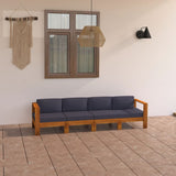 NNEVL 4-Seater Garden Sofa with Dark Grey Cushions Acacia Wood