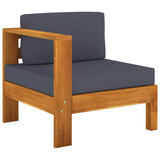 NNEVL 10 Piece Garden Lounge Set with Dark Grey Cushions Acacia Wood