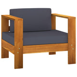 NNEVL 10 Piece Garden Lounge Set with Dark Grey Cushions Acacia Wood